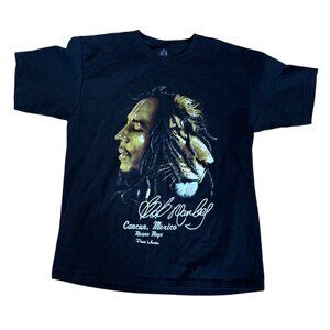 Bob Marley Shirt Cancun Mexico Graphic T-Shirt Size Large Black with Signature